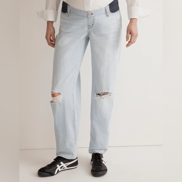 Madewell The Maternity Side-Panel Slouchy Jean Boyjean in Wrightlane Wash - Picture 1 of 13